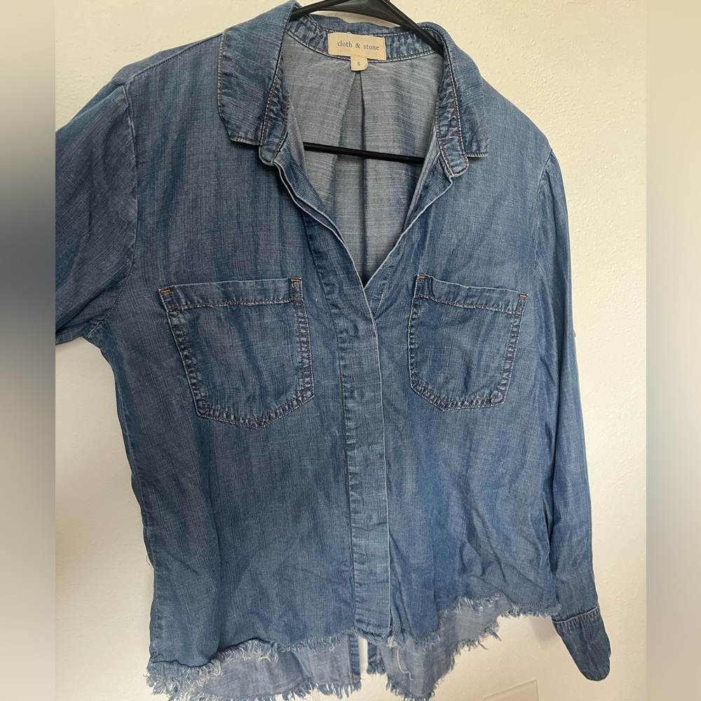 Cloth & Stone Denim Hem Shirt